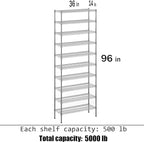 Regal Altair 14" Deep x 36" Wide x 96" Height Wire Shelving Kit | 10-Tier | NSF Commercial Storage Rack Unit