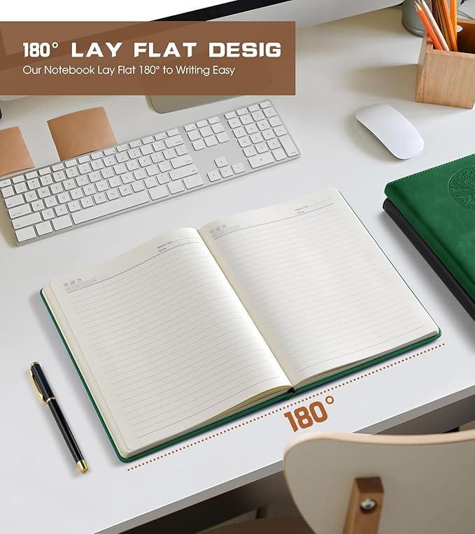Biuwory Lined Journal Notebook for Women Men,256 Pages B5 Large Hardcover Leather Journals for Writing,Travel,Business,Work & School,College Ruled Notebooks for Note Taking,Diary Notepad 7.8"×10.2"
