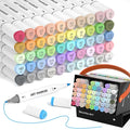 Shuttle Art Pastel Alcohol Markers Brush tip, Dual Tip Brush & Fine Tip Art Marker Set, 50 Colors plus 1 Blender Marker Pens with Case Perfect for Illustration Kids Students Adults Coloring Sketching