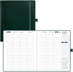 POPRUN 2026 Weekly Planner (Medium 7'' x 8.5''), 30-Minute Hourly Appointment Book (Jan 2026-Dec 2026) with Monthly Tabs, Inner Pockets, Pen Holder, PU Leather Softcover, 100GSM - Dark Green