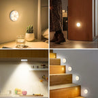 Warm Color LED Closet Lights Motion Sensor Puck Light, USB Rechargeable Battery Operated Puck Step Lights, Dimmable Under Cabinet Lighting for Counter Wardrobe Kitchen (6 Pack)