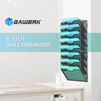Gawerk 8-Tier Wall File Organizer Hanging Wall File Holder Wall Mount Paper Folder Organize, Mesh Magazine Document Mail Organizer Wall Organizer for Office School Home, Black