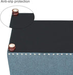 Decent Home 24’’ Rectangular Upholstered Storage Ottoman for Living Room- Fabric Foot Stool with Nail-Head Trim- Chests and Organizers, Load Up to 350 lb, Lake Blue