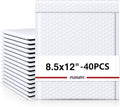 Fuxury Bubble Mailers 8.5x12” White Padded Envelopes 40 Pack Usable Size 8.5x11" Bubble Envelopes Thick Padded Mailers for Small Business Mailing Books Magazines Clothes,#2