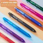 ParKoo Retractable Erasable Gel Pens Clicker, Fine Point, No Need for White Out, Assorted Color Inks for Planners and Crossword Puzzles, 7-Pack
