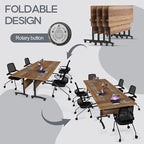 Folding Conference Table 4ft 5ft, Foldable Office Meeting Desk for 6 People, Multiple Sizes Colors Mobile Conference Room Table for Training Room School Business Furniture (2, White Walnut, 63in)