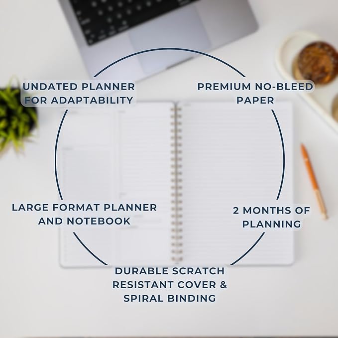 Merely Home Undated Daily Planner | 8.25” x 11.75” To Do List Notebook | Work Productivity ADHD Organizer | Men and Women Planner | College Supplies | Evergreen | Portrait Layout