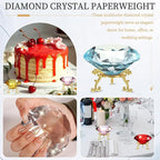 PATIKIL Diamond Crystal Paperweight, 100mm / 3.94" Crystal Paperweight Paper Weight with Gold 25 Metal Base for Home Office Desktop Table Decor Wedding Party Ornaments, Lake Blue