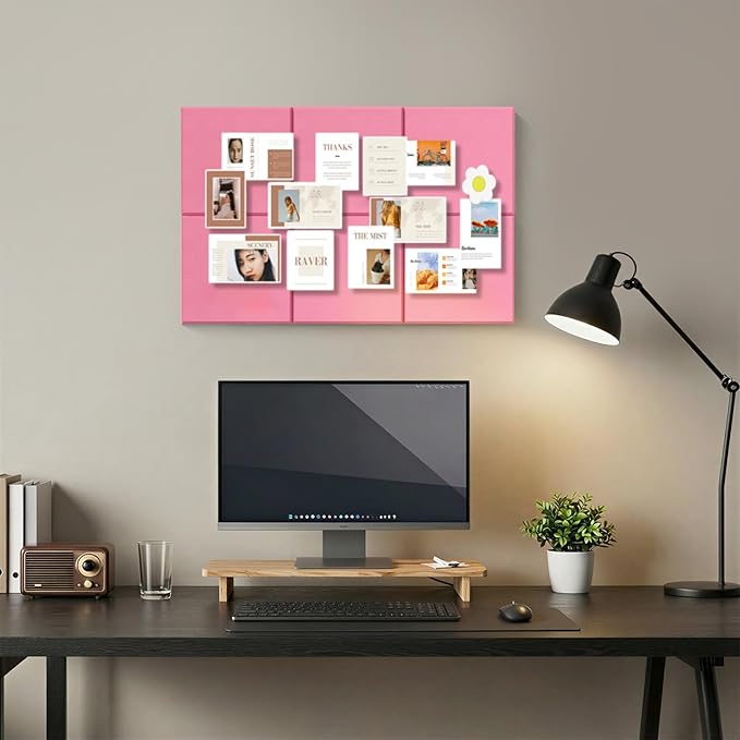 Baysola Large Cork Boards for Walls – 36" x 24" Self Adhesive Felt Wall Tiles, Ideal for Office Black Bulletin Board, Easy to Install Pin Board Photo Board