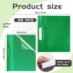 Maitys 25 Pack Durable Clear Report Covers with Rotary Clip 11 x 9 in Letter Size Presentation Folders Transparent Front Cover Portfolio Folder Resume Folder Interview Report Folders (Green)