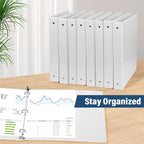 1-Inch 3-Ring-Binder with Pockets - Bundle 12 Packs, 1'' Round Binders Holds 200 Sheets US Letter Size 8.5'' x 11'' - White Binders for Home, Office, and Back to School (1'' - 12 Packs)
