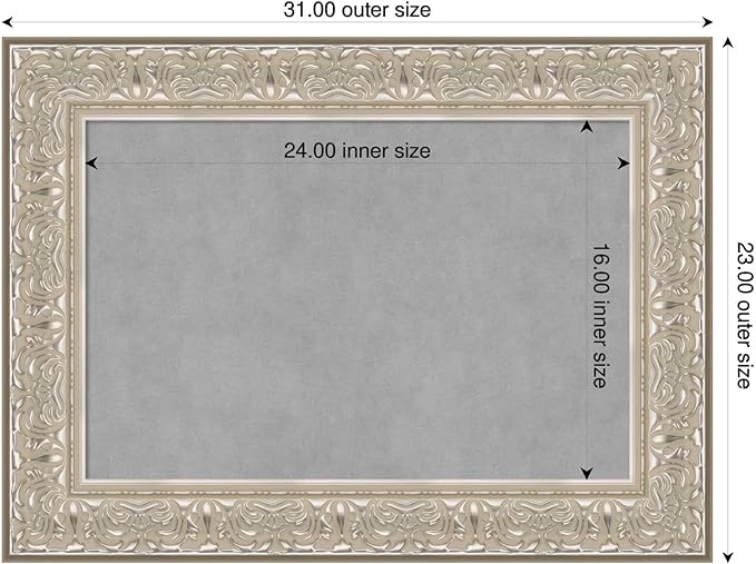 Amanti Art Silver Framed Magnetic Board 23x31 Medium Vision Board for use with Magnets, 100% Metal Sheet to Display Items as Office Decor or for Home Organization in mudroom, Kitchen or Kids Room