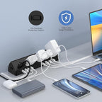 Jgstkcity Desk Clamp Power Strip,45W Fast Charging Station,4 USB-C,4 USB-A,Desk Mount Surge Protector,1875W Extension Cord with Multiple Outlets,ETL Listed,for Home Office Dorm Room