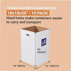 Box USA 40 Gallon 18" L x 18" W x 30" H 10-Pack Cardboard Trash Cans and Recycling Bins, Reusable or Disposable Pop Up Garbage Boxes for Parties, Outdoor Events, Heavy Duty, Waste