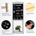 INNOVART Magnetic A-Frame Chalkboard Sign, Sidewalk Sign 45" x 17" With Display Shelf, Free Standing Easel for Restaurant, Business, Wedding or Events, White