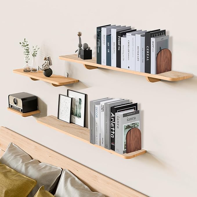 Lauvee Book Ends, Large Sturdy Wooden Bookends for Shelves - Heavy Duty Non-Slip Book Organizers, Decorative Bookend Holders for Home Office, Library, Black Walnut Universal Economy Bookend, 1 Pair