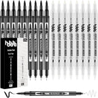 hhhouu 17Pack Dual Tip Black & White Brush Pens- Fineliner & Highlighting Set for Artists, Illustrators & Comic Drawing Smooth Ink Flow, Smudge-Free HO-17BW