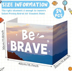 Honoson 24 Pcs Bulk Inspirational Privacy Folders for Students Cardboard Test Privacy Boards Motivational Words Desk Dividers Shield for Classroom School Study Supplies, 6 Styles(Scene)