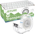 JEFURE Transparent Tape with Dispenser, 0.7 in x 1000 in Clear Tapes and Refillable Dispensers, Office Tape Rolls with Dispenser Bulk for Craft Jobs, Gift Wrapping, Repairing, Home and School (48)