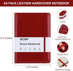 ZCZN 6 Pack Lined Journal Notebooks, 192 Pages A5 Hardcover Leather Journals for Work,Writing,School & Travel, College Ruled Journaling Notebooks for Notes Taking,Diary Notepad (Black*2+Brown*2+Red*2)