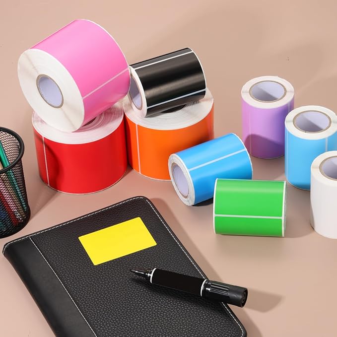 PATIKIL 2 x 3 Inch Rectangle Inventory Color Coding Labels 1 Roll, Square Self-Adhesive Inventory Label Stickers for Office Home Organization Name Tags, 250 Per Roll, White