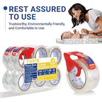 TegmenSeal Heavy Duty Clear Packing Tape with Dispenser Combo for Shipping, Moving & Storage,Thicker Clear Packing Tape, 1.88 inches Wide, 60 Yards Per Roll, 12 Pack 720 Total Yards