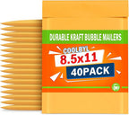 40 Pack Kraft Bubble Mailers 8.5x11 Inch - Self-Seal Padded Shipping Envelopes, Lightweight, Shockproof, Crushproof, Ideal for Mailing Small Items, Fragile Items, Documents, and Samples