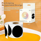 3 Inch Round Color Coding Labels (500 per Roll) - Colored Dot Stickers Round Labels for Inventory, Warehouse, Office Organizing - Black Circle Stickers