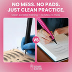 PMU Practice Pen – Wireless Precision Training Tool with 8 Ballpoint Cartridges – for Practicing Eyebrow, Lip, and Eyeliner Design Techniques on Paper – Includes 2 Batteries & Magnetic Case