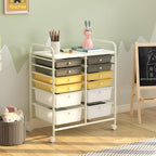 LDAILY 12 Drawer Rolling Storage Cart, Craft Cart Organizer on Wheels w/Metal Frame, Large Capacity & Smooth Drawer, Rolling Cart w/Drawers for Classroom, Office