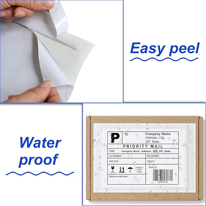 9527 Product 4.5" x 5.5" Clear Adhesive Top Loading Packing List/Shipping Label Envelopes (100 Pack)