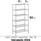 Regal Altair 21" Deep x 42" Wide x 86" Height Wire Shelving Kit | 6-Tier | NSF Commercial Storage Rack Unit