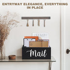 Mail Holder Countertop with 3-Slot, Mail Organizer for Desk with Removable Divider, Desktop Mail Basket Sorter Organizer, File Paper Letter Envelope Bill Holder for Office Home Entryway (Black)