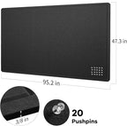 Lightomorrow Extra Large Bulletin Board - 96 x 48 Inches, Decorative Felt Pin Board for Wall - 8' x 4' Foldable Photo Display Board with Self-Adhesive Tape, Includes 20 Push Pins - Black
