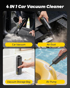 Mr.ego Car Vacuum Cleaner – Cordless Handheld Vacuum High Power with 20000Pa Suction, 4-in-1 Portable Vacuum Cordless, LED Light, Mini Vacuum Cleaner for Car, Office Desk & Home