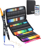 AEDAGA 80 Colors Numbered Dual Tip Brush Pens with Free App, Fine and Brush Tips Pens for Adults, Coloring Markers for Coloring Book Bullet Journaling Note Taking Planner Hand Lettering