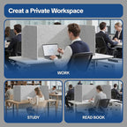 Keemute Desk Divider Privacy Screen 3 Panel Sound Absorbing - 47.2”x 23.6”x 19.7” Freestanding Acoustic Partitions for Office, Noise Reducing Panels for School, Home, Library,Sliver Grey