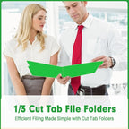 File Folder, PANDRI 120 Pack File Folder, 1/3 Cut Tab, Letter Size, Filing Folder for Office School Business, Green