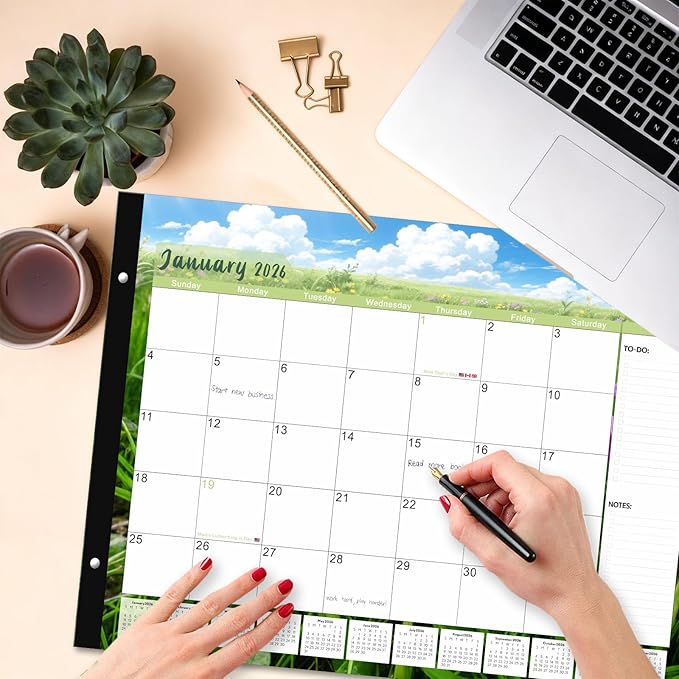 DIBAOLU Desk Calendar 2026,Large Desk Calendar 2026-2027 22x17,18 Month,January 2026 to June 2027,Suitable For Home, School Or Office, Monthly Planning Calendar,With Plastic Cover