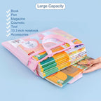 Pendancy Mesh Zipper Pouch 11x13.7 in, Large Double Pocket Waterproof File Bag with Handle, A4 Size Foldable Document Storage for Puzzle Project/Cross Stitch/Travel/Office（Green）