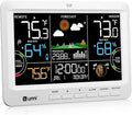 Weather Station Indoor Outdoor Thermometer Wireless, Home Atomic Clock with Large Constant Display, Inside Outside Temperature Humidity Monitor, Dew Heat Point, Barometer White
