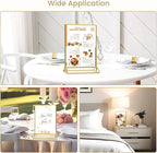 Smarpau 8 Pack Acrylic Sign Holder 8.5x11 Gold Acrylic Frame Clear Table Number Holders Picture Frames Double Sided Gold Frame for Wedding Party Decoration Restaurant Menu Home Display Stand