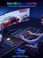Miroddi RGB Mouse Pad with Wireless Charging Gaming Mousepad, 31.5"x15.75" Extra Large Desk Mat, 13 Light Modes, Non-Slip Rubber Base Ultra-Smooth Surface Keyboard Mat for PC, MacBook, Laptop