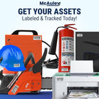 McAuley Labels Custom Asset Tags for Equipment - Numbered, Permanent - Heavy Duty Metalized Polyester, Stronger Adhesive - ID Label - 1.5x0.75 Inches