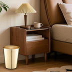 Monarch Abode Metal Bathroom Trash Can – Waste Basket for Bedroom, Office Desk, & Dorm, Handcrafted, Durable Decorative Brushed Gold Small Trash Can Bathroom Garbage Bin Wastebasket