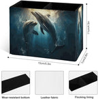 Famame Couple Dolphins Underwater Pencil Holder for Desk, Leather Desktop Container Pen Cup Storage Study Table Pen Organizer Makeup Brush Holder for Classroom Office Home