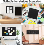 Large Cork Board 28" x 19", 6 Pack Felt Wall Tiles with Colored Pushpins, Bulletin Boards with Removable Self-Adhesive Strips, Pin Board Cork Boards for Walls Office Home-Black
