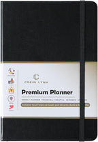 Crein Lynh 2025-2027 Premium Planner, Weekly & Monthly Calendar Planner with Budget & Goal Setting, January 2025 – December 2027, Tabs, Inner Pocket, Daily Journal Organizer for Women, A5, Black