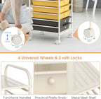 GLACER 10 Drawers Rolling Cart, Storage Cart with w/Removable Drawers & Steel Frame, Utility Mobile Trolley w/Universal Casters & 2 Brakes, Organizer Cart for Home, School, Office (Yellow)