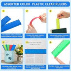 Zonon 100 Pcs 6 Inch Rulers Bulk Plastic Flexible Small Straight Rulers with Inches and Centimeters First Day of School Gift for Students Back to School Office Supplies(Bright Color, Opaque)